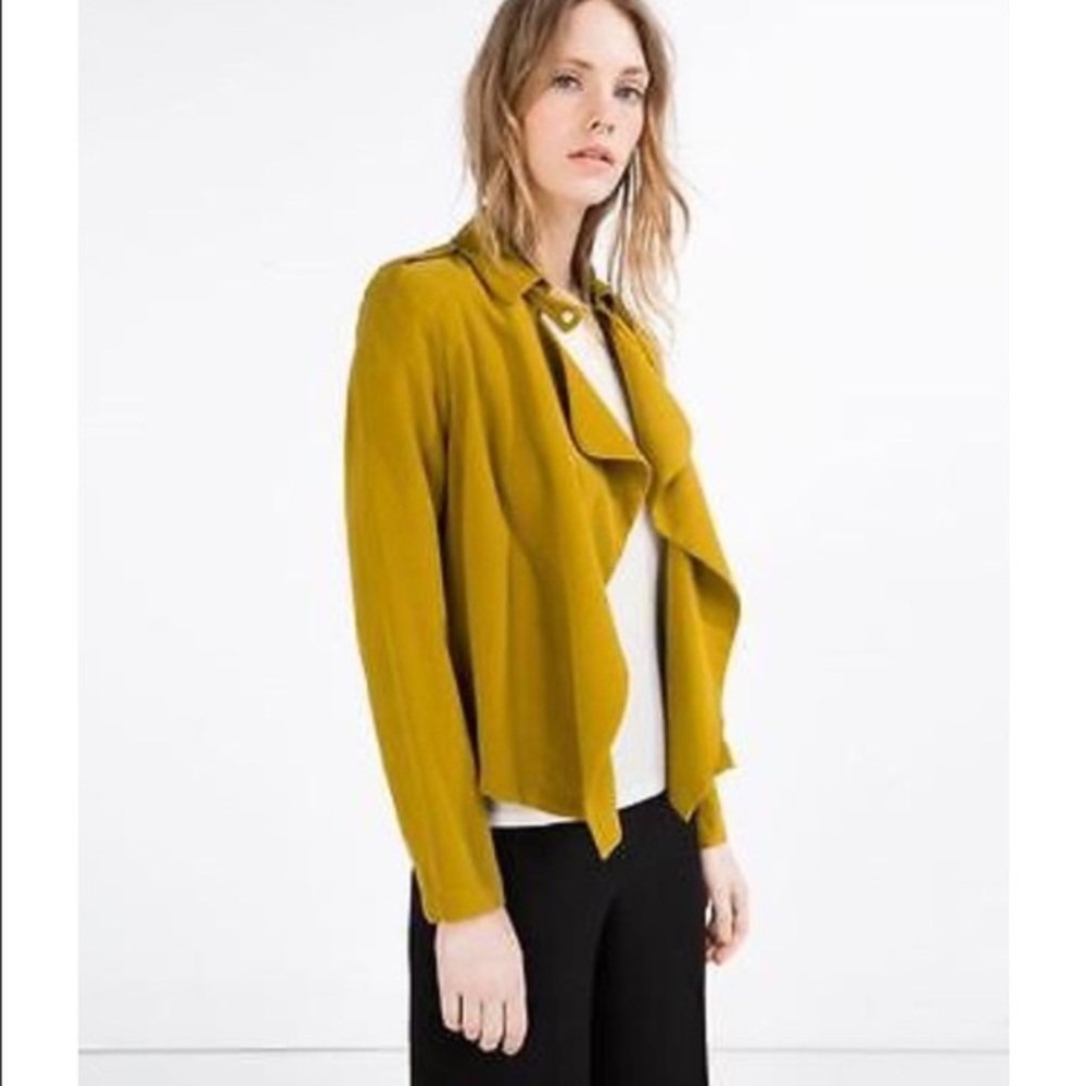 Zara basic chartreuse blazer, size small